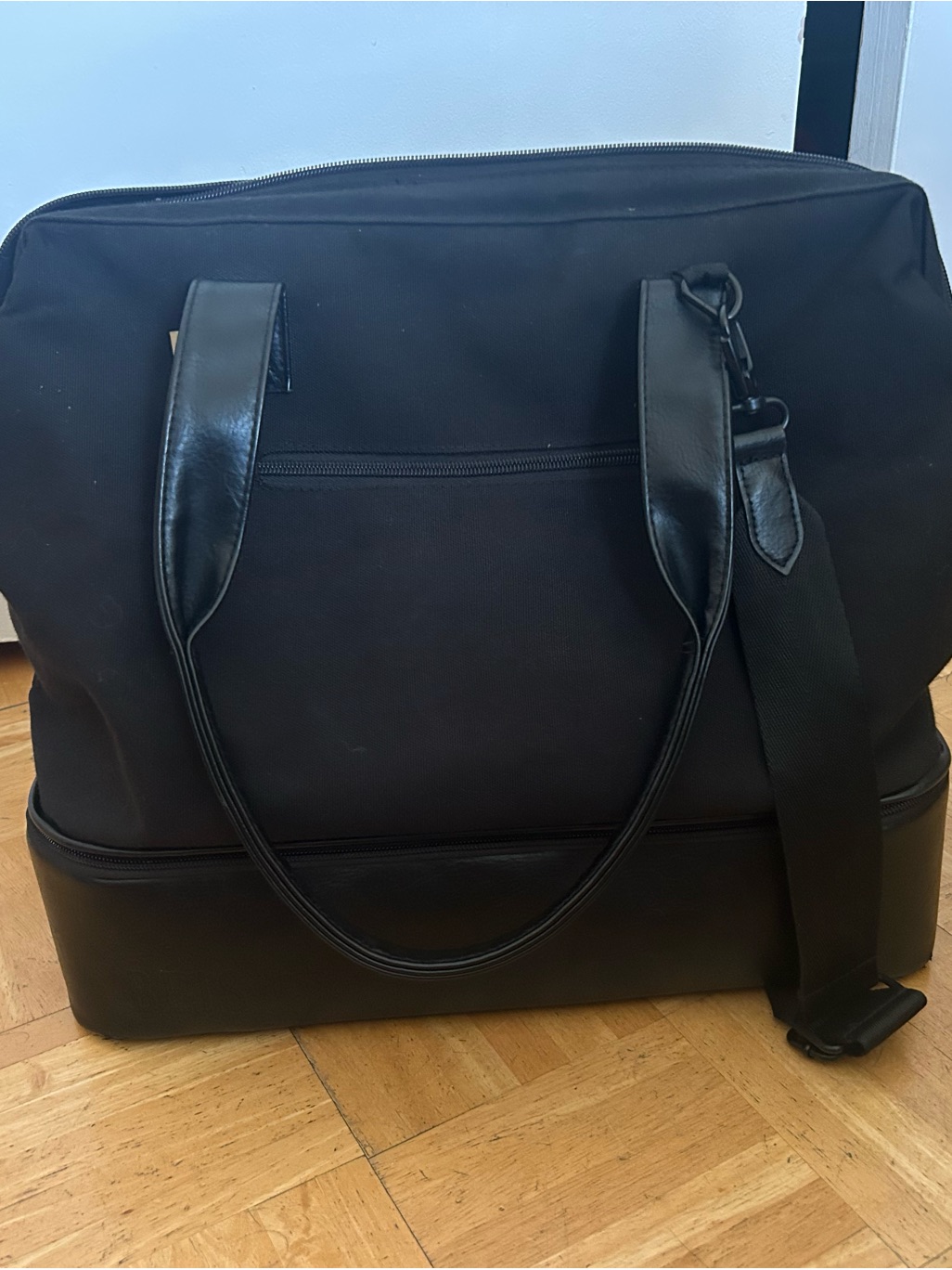 Beis Black Travel Tote With Detachable Shoulder Strap